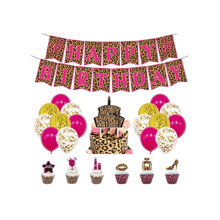 Déco anniversaire guépard avec ballons léopard et bannière de fête