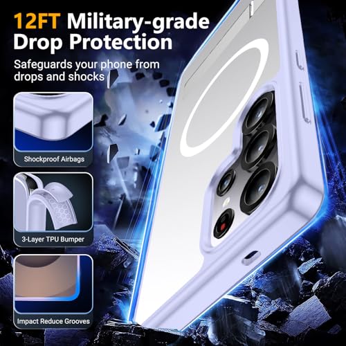 Image of SPIDERCASE Magnetic for Samsung Galaxy S25 Ultra Case, [3 Stand Ways][ Military Grade Drop Protection] with Invisible Stand Shockproof Slim Phone Case for S25 Ultra,Light Purple