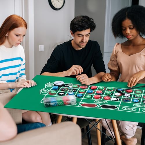 Lunmon Roulette Wheel Set Include 10 Inch Roulette Wheel, Double Sided Felt, 200 Chips, Chip Rake, Acrylic Marker, Dealer Poker Button for Blackjack Casino Game Night Party Holidays