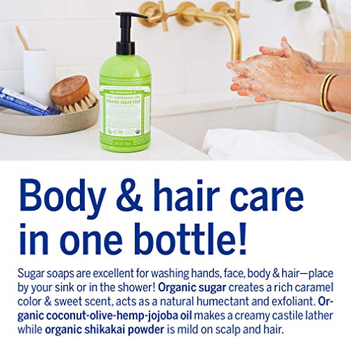 image for Dr. Bronner's - Organic Sugar Soap (Lemongrass, 12 Ounce) - Made with 