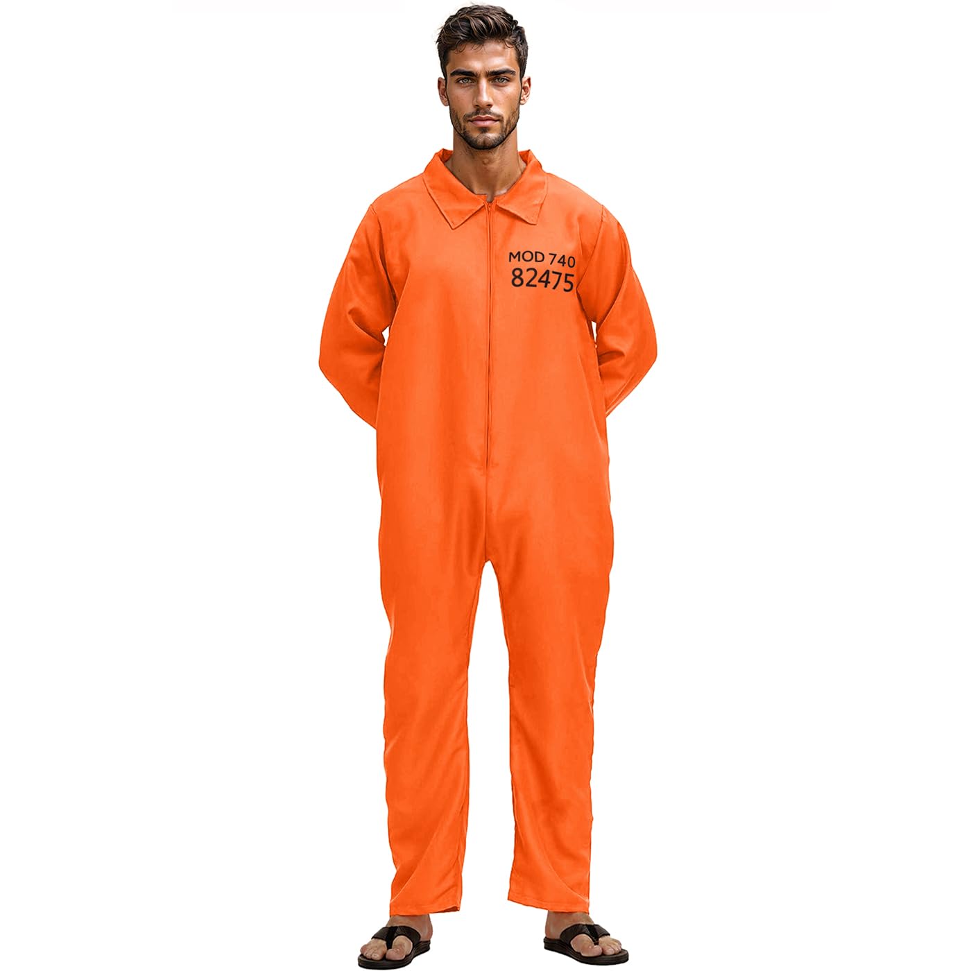 U38479 Déguisement combinaison de prisonnier orange pour homme