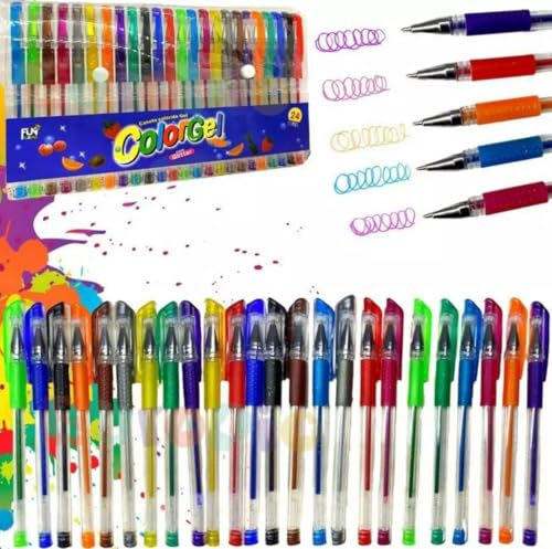ColorGel, Conjunto de 24 Canetas Gel Coloridas, Cores Sortidas, Caneta de frutas com Escrita Bonita
