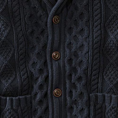 Mens Shawl Neck Cardigan Sweater Cable Knit Button Down Fall Winter Sweaters Outerwear with Pocket3