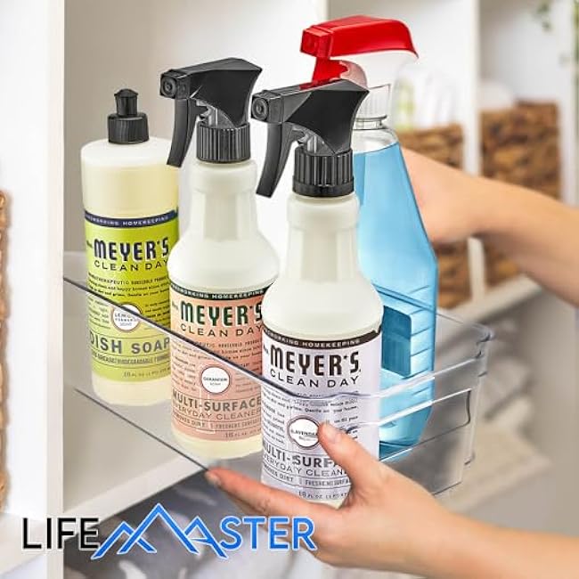 Multi-Purpose Refrigerator Bins - 4 Pieces Usable And Stackable Design Fridge Bin Organizer With Easy Grip Handles - Clear