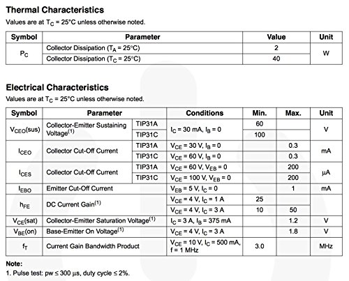 Tip31C Complementary Silicon Power Transistors 3A 100V To220 Package 10 Pack #TOP3