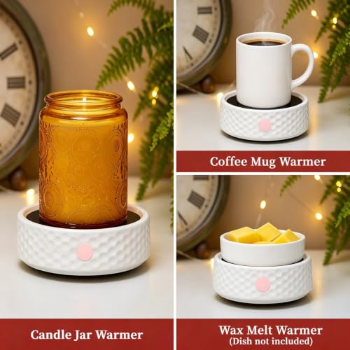 Image of Electric Large Candle Warmer Plate - Ceramic Candle Wax Warmers for Scented Melts Wax Burner Fragrance Wax Melter for Home Office Bedroom Decor Gift for Mom Women