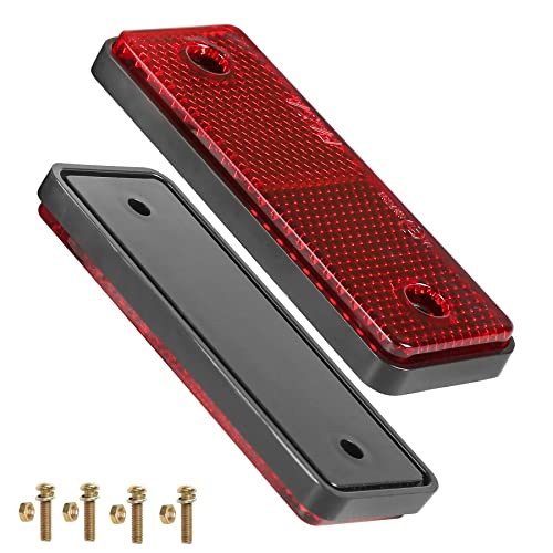 AGRISHOP 2x Reflectors Rojo Rectangular,Catadioptrico  con Tornillos para Remolque , Homologados E,95x37x9.6mm, Reflector de Seguridad de Poste Tractor Bicicleta (Rectangulares/ Tornillos /2Piezas )