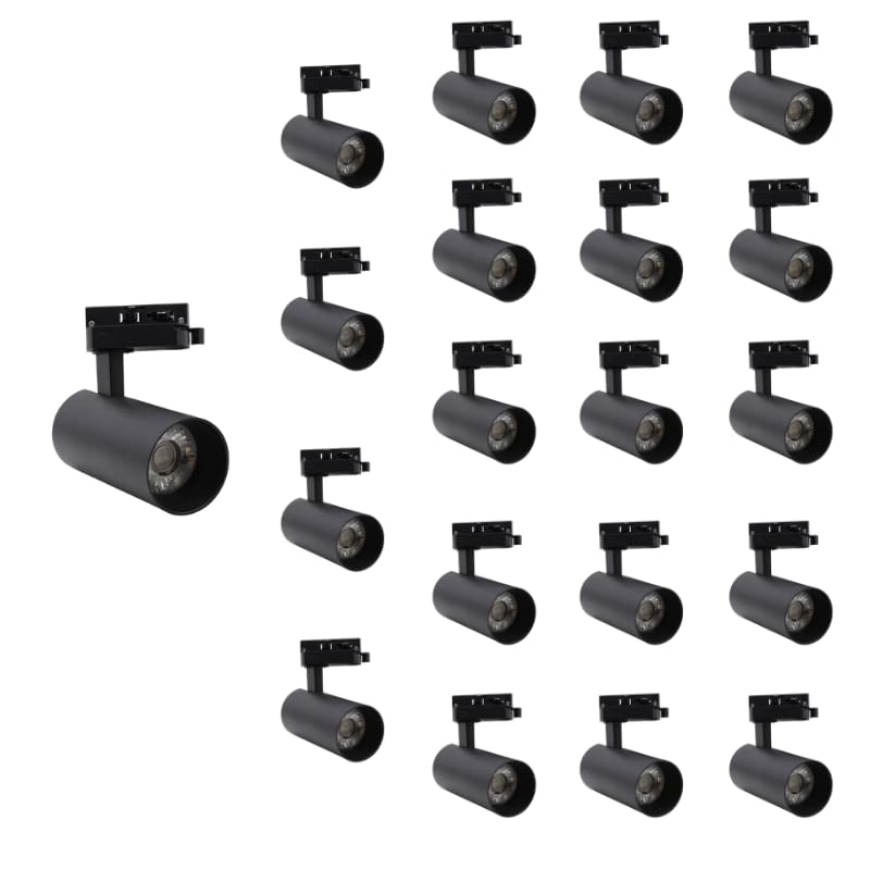 Foco LED en riel monofásico CCT 20 W 60 ° negro – 3000 K/4000 K/6500 K (paquete de 20) – SILAMP