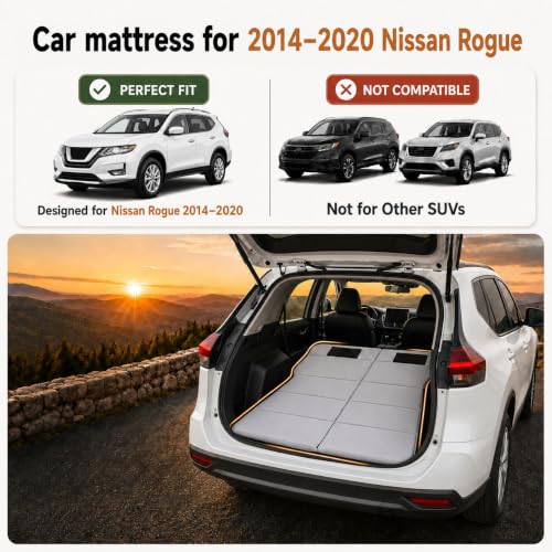 Image of Car Mattress for 2014-2020 Nissan Rogue, Upgraded Non-Inflatable Thickened Foam SUV Car Camping Mattress, Foldable Trunk Sleeping Pad Car Bed Mattress for Road Trips Camping Travel