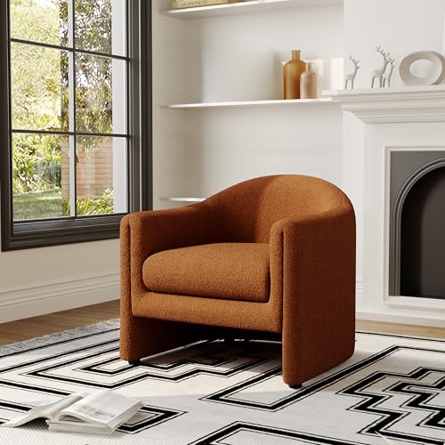 Sillón barrel peluche naranja oscuro miniatura 1