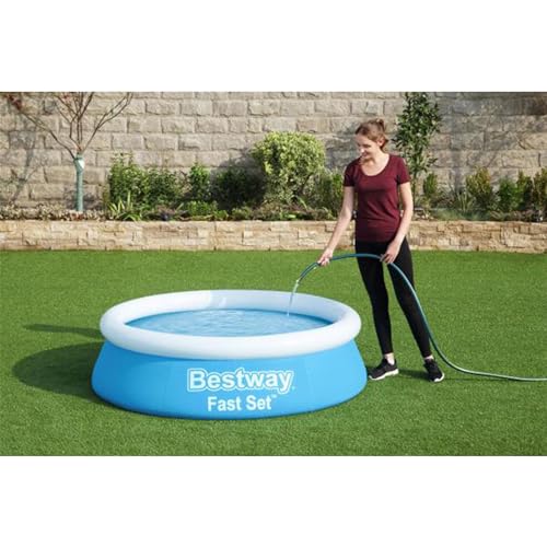 Bestway Fast Set 6 Foot x 20 Inch Round Inflatable Above Ground Outdoor Swimming Pool with 248 Water Capacity and Repair Patch, Blue (Pool Only) - Thumbnail 6