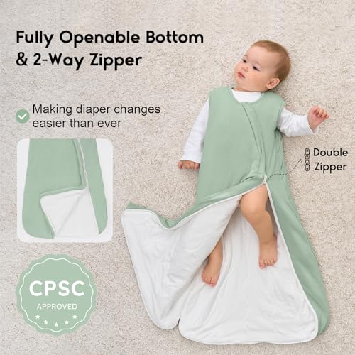 yoofoss rayon made from bamboo baby sleep sack 6-12 months 10 tog baby wearable blanket super soft infant toddler sleeping sack 2-way zipper