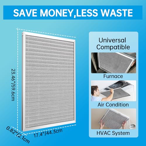 Image of UBeesize 18x24x1 Reusable Electrostatic Air Filter HVAC AC Furnace Filter,MERV 8, Washable, Lasts a Lifetime,Permanent Air Filter,Breathe Fresher,Home And Office(Actual Size:17.44x23.46x0.82 Inch)