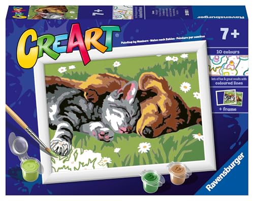 Ravensburger - CreArt Cane E Gatto Dolce Sonno, Kit dipingere 7+ anni