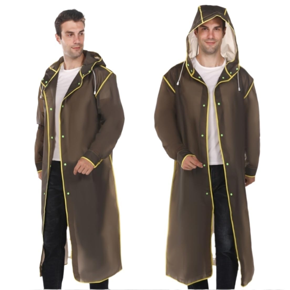 IRYZE Regenponcho Regenjacke Erwachsener Langer Regenmantel Damen Herren Regenmantel Mit Kapuze Outdoor Wandern Angeln Regenmantel Regencape (Color : Brown, Size : XXL)