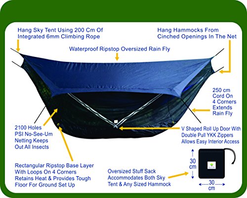 Hammock Bliss Sky Tent 2 - A Revolutionary 2 Person Hammock Tent – Waterproof And Bug Proof Hanging Tent Provides Spacious And Cozy Shelter For 2 Camping Hammocks – Embrace Hammock Camping Comfort #TOP1