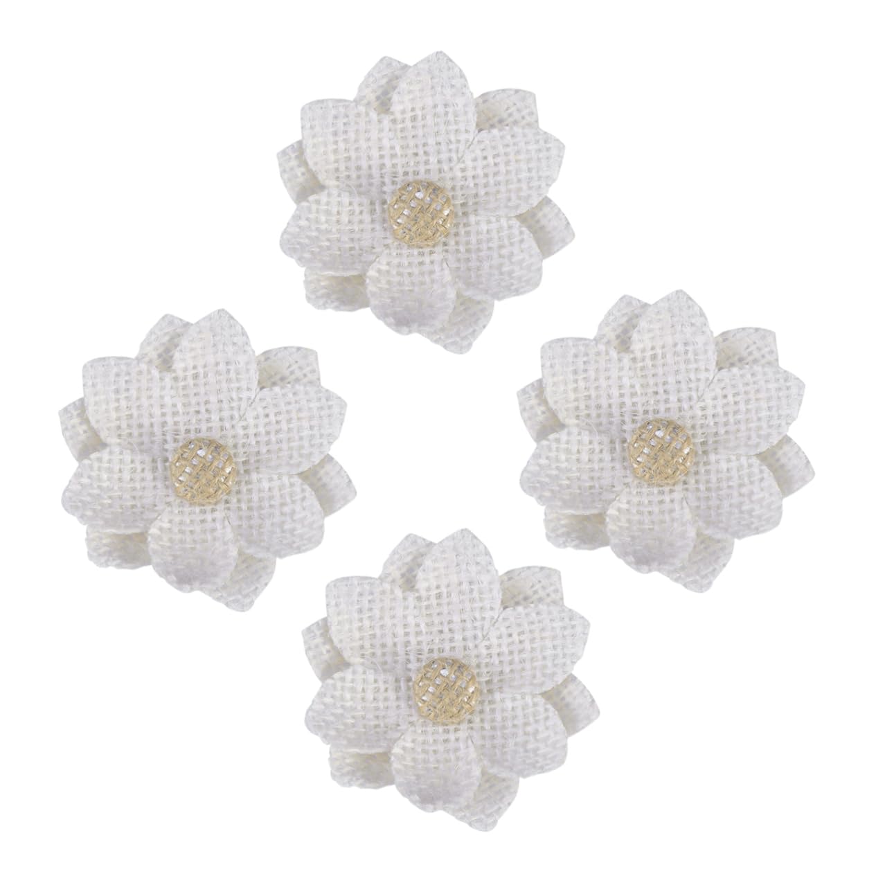 Anneome 30stücke Teiliges Jute-burlap Blüten Rustikale Handgemachte Materialien Für Vintage Hochzeitsdekoration Und Blumenarrangements Weiß