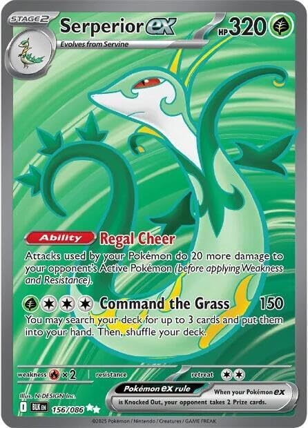 Pokemon - Serperior ex - 156/086 - SV: Black Bolt (BLK) - Ultra Rare - Full Art - Single Card