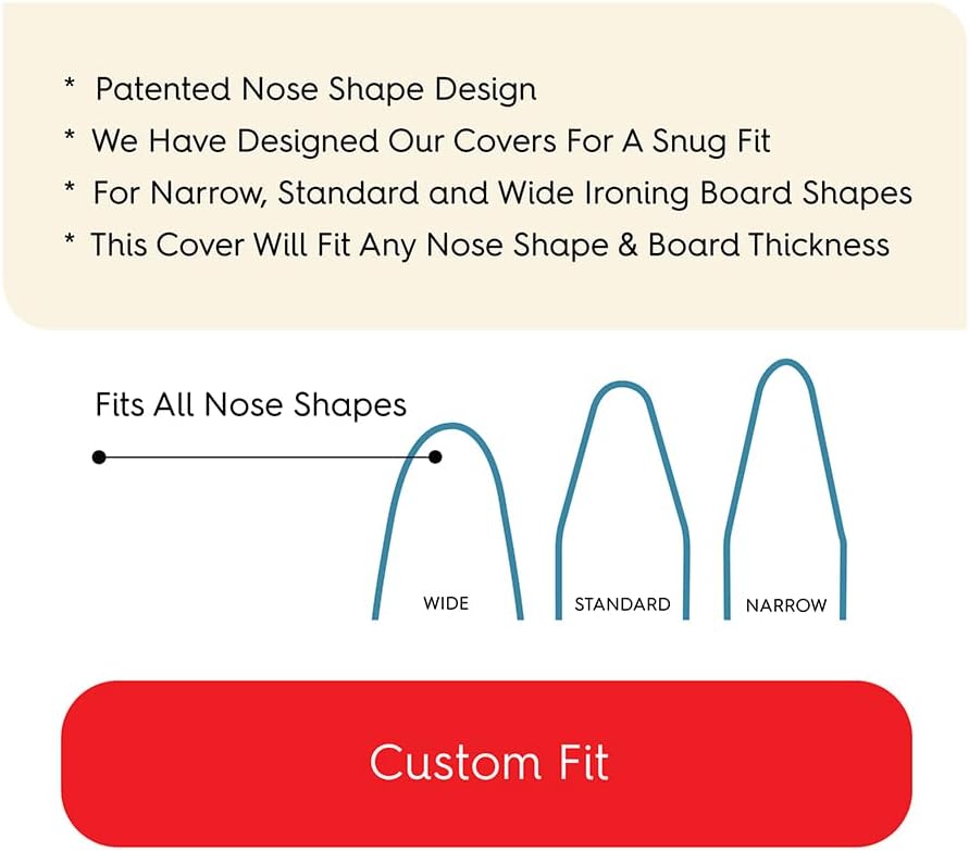 TIVIT Ironing Board Cover 18 x 49, Performance Grade Titanium Coated Pro Grip Pad & Covers - Superior Scorch & Stain Resistance, High Heat Reflection, 3 Padded Layers 3 Fastener Straps - Made In Italy