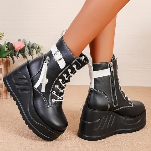 Image of Ulalaza Women Mary Jane Dress Pumps Lolita Shoes Cute Platform Gothic Double Ankle Strap Round Toe Chunky Heel Uniform Pumps Shoes Perfect for School Party Business Work Dance Date Night Club