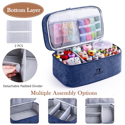 AMOIGEE Double-Layer Sewing Accessories Organizer with Pin Cushion – Large Sewing Storage Bag for Thread, Notions & Tools – Portable Travel Sewing Tote for Quilting, Embroidery & Crafts Gift (BagOnly) by AMOIGEE - Image 4