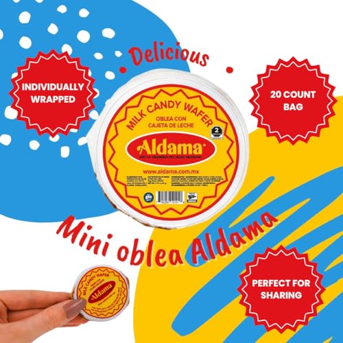 ALDAMA Mini Obleas Milk Candy Wafers – Traditional Mexican Cajeta Wafer Candy, Individually Wrapped (1-Pack, 20 Piece Per Pack)