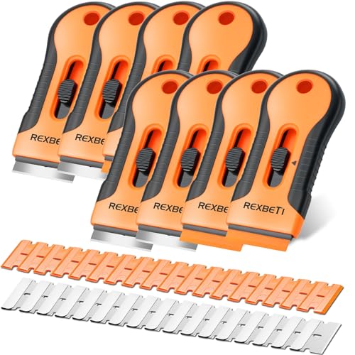 REXBETI Razor Blade Scraper Tool, 8 Pack Windows, Glass Stovetop Scraper