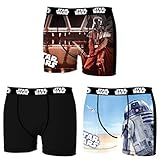 Star Wars Herren Boxershorts, R2D2, Chewbacca, Darth Vader, T-Fighter, Druide BB8 (L/6/50, Dreierpack No.2)