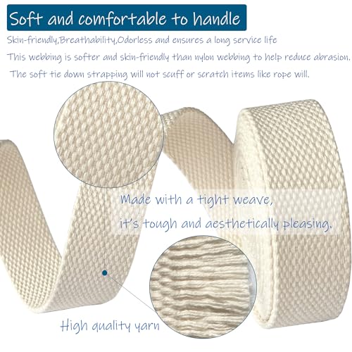 1 Inch Polyester Cotton Webbing 11.5~12.5 Yards Cotton Strap for Arts and DIY Crafts, Sewing Webbing Tote Canvas Bags Making Outdoor Accessories (Black)