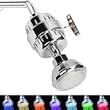 SEANADO LED Shower Head Color Changing and Hard Water Filter, 7 Color Flash Light Automatically...