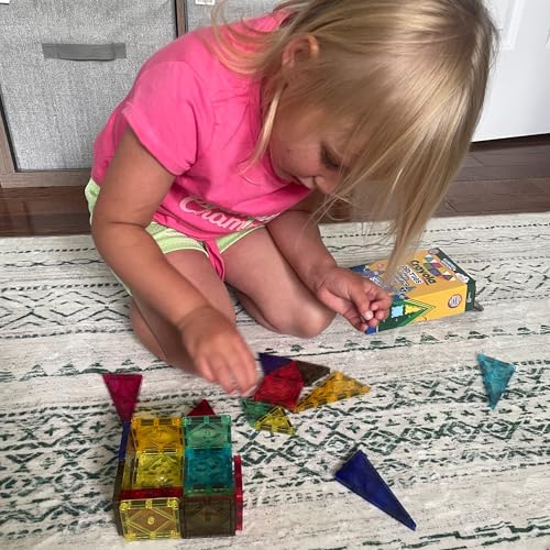 Image of CreateOn Crayola Limited Edition Retro PIP Magnetic Tiles, Mini Building Set for Kids, Magnetic Tiles, Kids' Building Toys, STEM & Montessori Toys for Boys and Girls Ages 3+, 24-Piece Set (Retro)