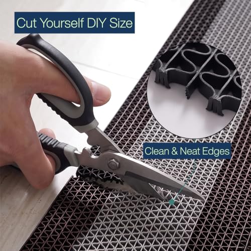 Image of ishro home Anti Skid Waterproof PVC Rubber Mat for Bathroom, Floor, Swimming Pool, Shower, Entrance & Rainy Areas | Multipurpose Dual Colour Floor Mat |Grey & Black, 2x14 ft