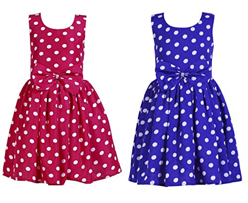 Image of Casual Frock for Baby Girls,Blue Printed and Olive Printed,Pack of 2