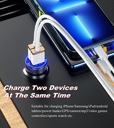 Car Charger, Vazeswin Dual Usb Port Car Charger Adapter, 5V 4.8A Car Phone Charger With Blue Led & Touch Switch #TOP2