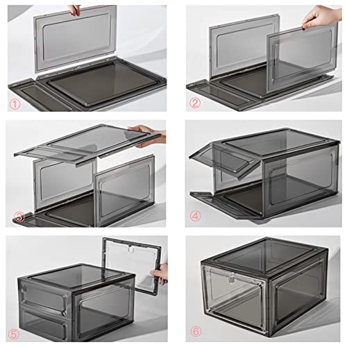 Attelite Hat Organizer For Baseball Caps,6 Pack Hat Storage Box, Dust-Free Caps Holder Containers, Hat Display Case With Clear Magnetic Door,Easy Assembly Stackable Hat Rack System (Large) Grey #TOP5