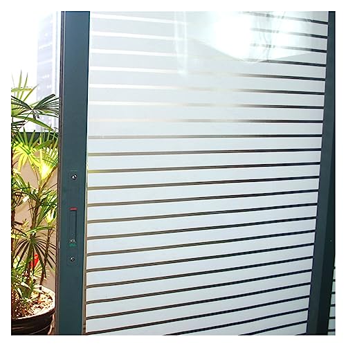 Window Privacy Film Frosted Window Film Sun Blocking Frosted Glass Window Film Static Cling Window Covering Non Adhesive Glass Sticker for Home Office Bathroom, Stripe Patterns Window Stickers(Size:45