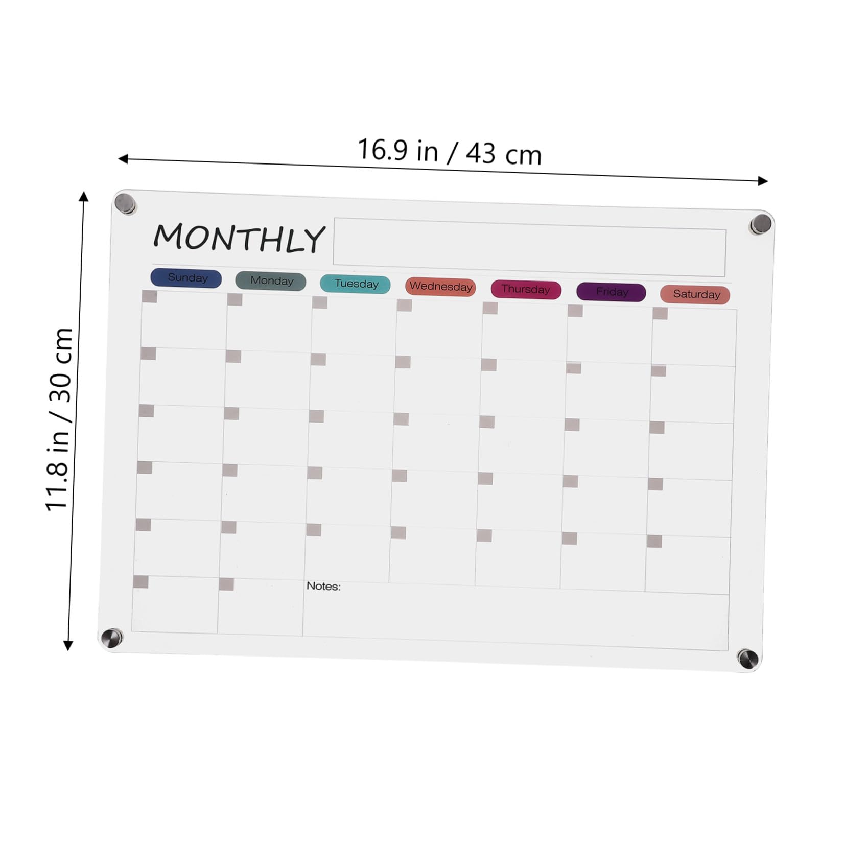 Calendrier Magnétique en Acrylique Réutilisable Tableau Blanc Effaçable à Sec Pratique pour Planning Mensuel et Casiers