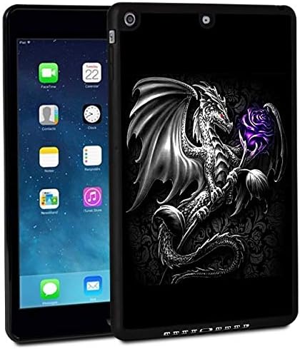 iPad 9.7 Inch 2018 Case,iPad Air 2 Case,Rossy Shockproof Hard Shell Rubber Bumper Protective Case with Dragon with Purple Rose Pattern and Kickstand for Apple iPad 9.7 Inch 6th Generation