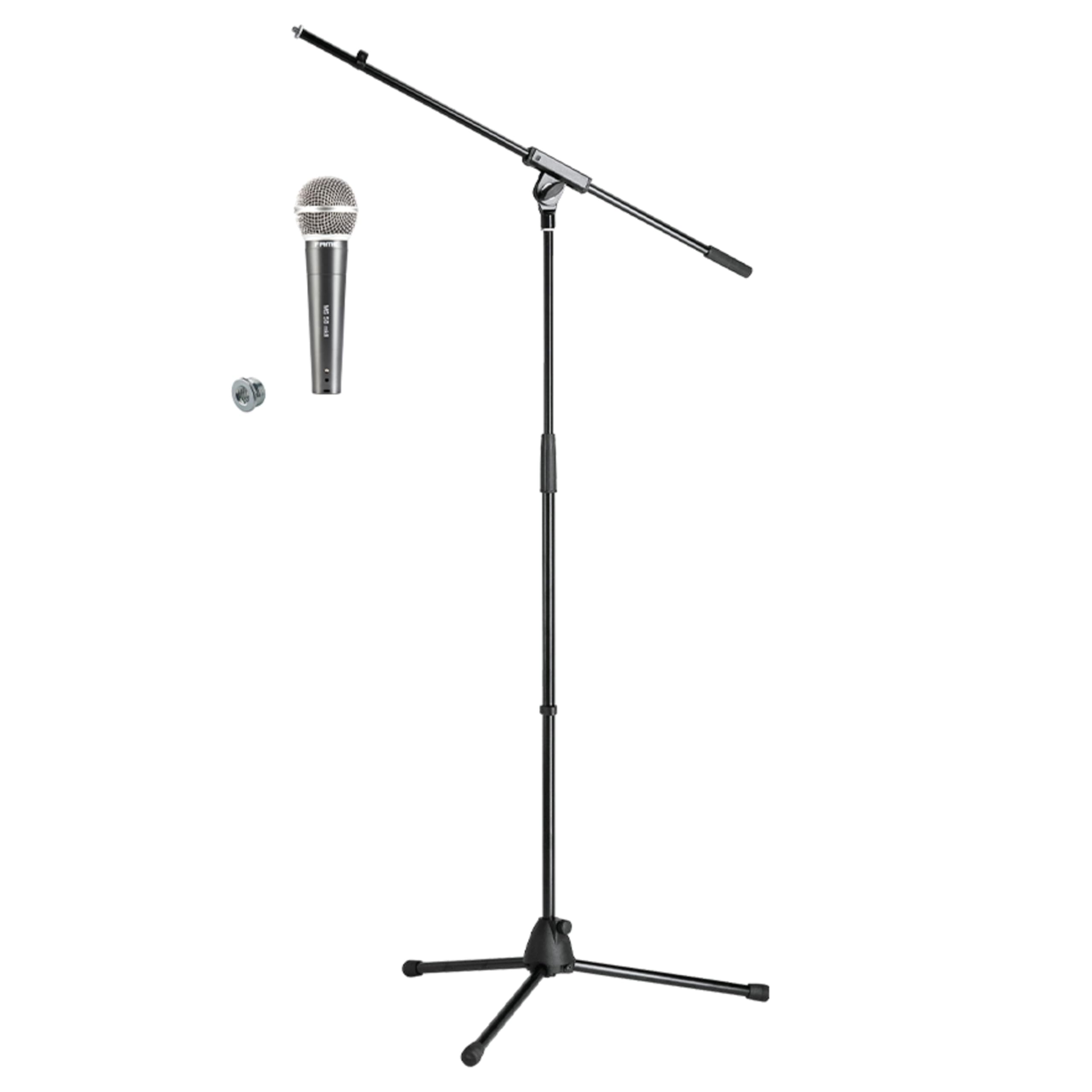Fame Audio MS 58 MKII Basic 3 Vocal Gesang Mikrofon Set, Dynamisches Handmikrofon mit K&M Mikrostativ und Klemme, Ideal für Live-Auftritte