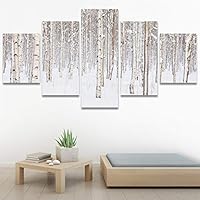 SIGNWIN 5 Panel Canvas Wall Art Modern Art Forest Multicolor Photography Relax/Calm Romantics Scenic for Home Decorations Ready to Hang - 60