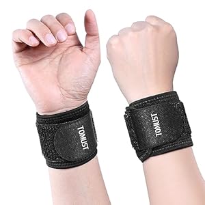 TOMUST 2 PCS Comfortable Wrist Brace, Adjustable Wrist Support, Compression Wrist Strap for Tendonitis, Arthritis, Carpal Tunnel, Sports Injuries, Working Out Fitness, Black