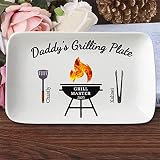 Smallduuck Personalized Daddy's Grilling Platter Personalized Fathers Day Plate with 1-9 Name Family