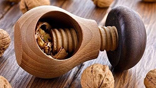 Wooden World Nutcracker made from natural beech wood - VERY SOLID - brown mushroom