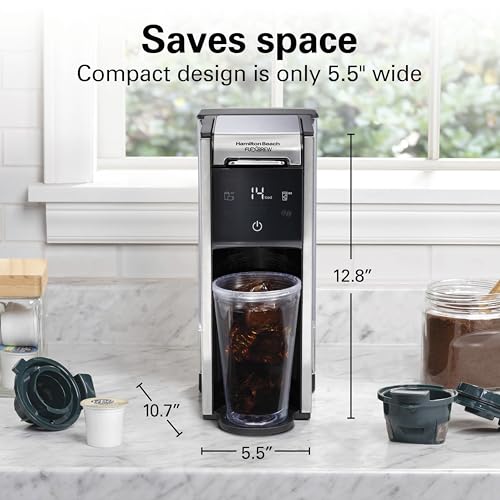 Image of Hamilton Beach FlexBrew Advanced 4-in-1 Single Serve Coffee Maker | Hot & Iced Coffee Maker | Removable 45 oz. Reservoir | Uses Pod Packs & Grounds | Fast Brewing | Black