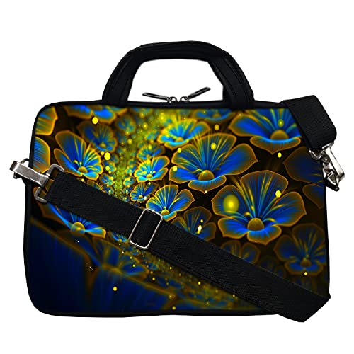 Image of Theskinmantra Blue and Yellow Flowers Messenger Bag for 15.6 inch Laptop