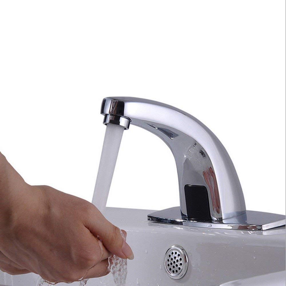 24x7 eMall Sensor Tap. Automatic Mixer Brass for Bathroom/Touch Less Hand Free Sensor Tap for Washbasin with Foam Flow Water, Hot and Cold Mixer, 5 Inch Height. AC and Battery Operated (AC/DC)