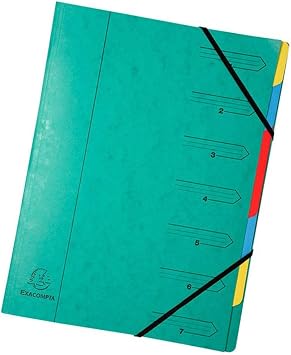 Exacompta Europa Multipart File, A4, 400gsm, 7 Sections - Green