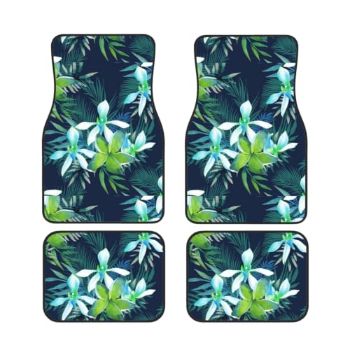 Alfombrillas para coche con estampado de flores tropicales juego de 4 piezas antideslizantes