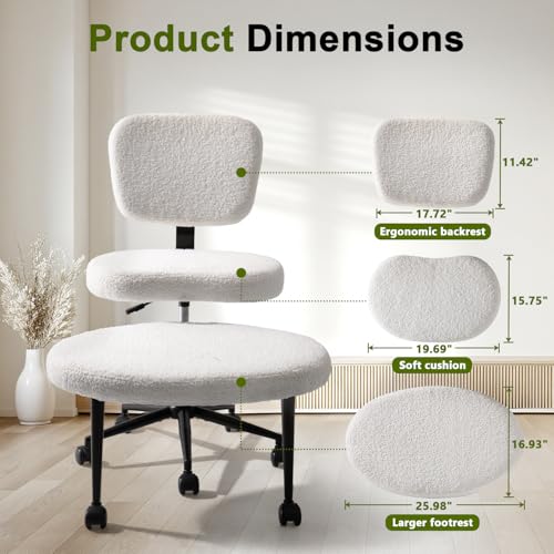 Image of Ergonomic Cross Legged Office Chair with Wheels, ADHD Chairs for Adults