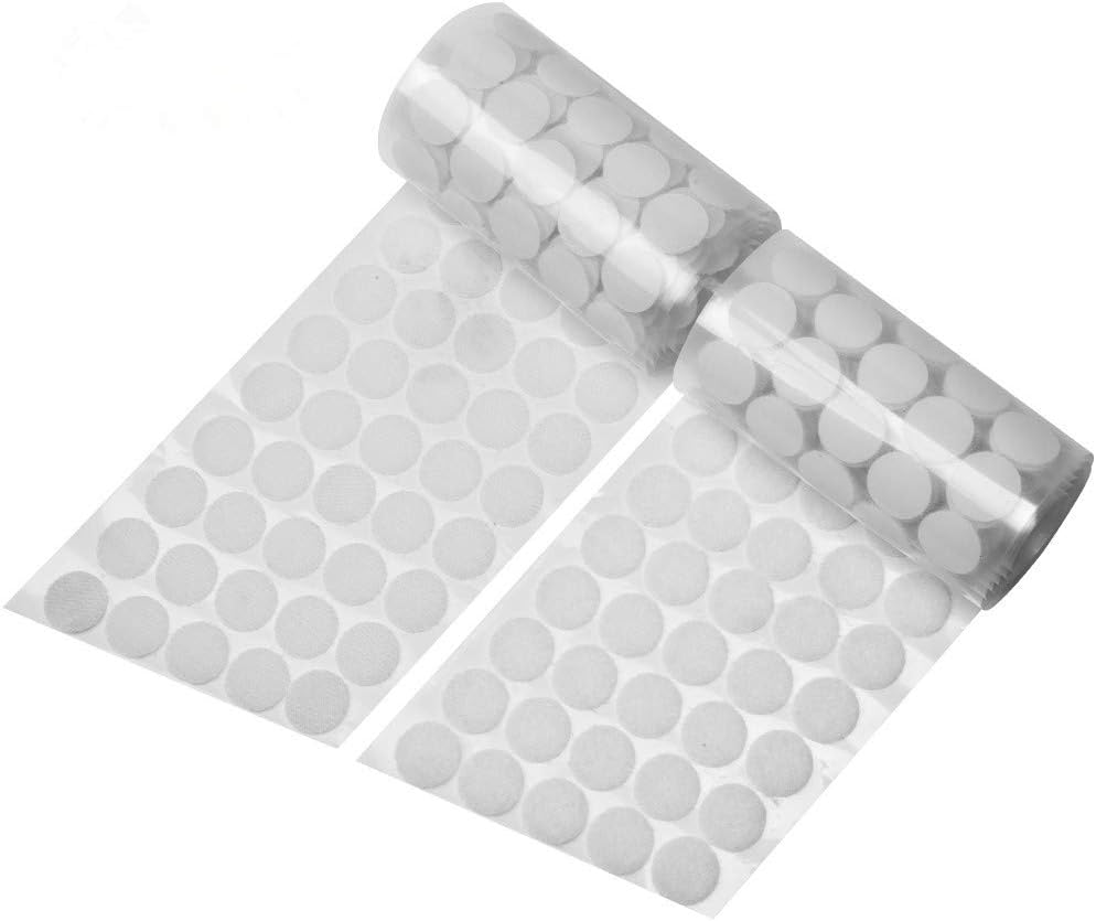 Hook and Loop Dots 500pcs(250 Pairs) White Sticky Back Coins 20mm, Nylon Self Adhesive Dots Perfect for School Classroom, Office and Home